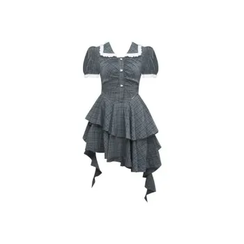 PAIN OR PLEASURE Short Sleeved Dress Women's Black Gray