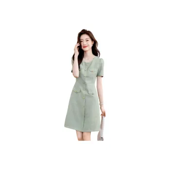 Mo Han Yi Mei Short Sleeved Dress Women's Green