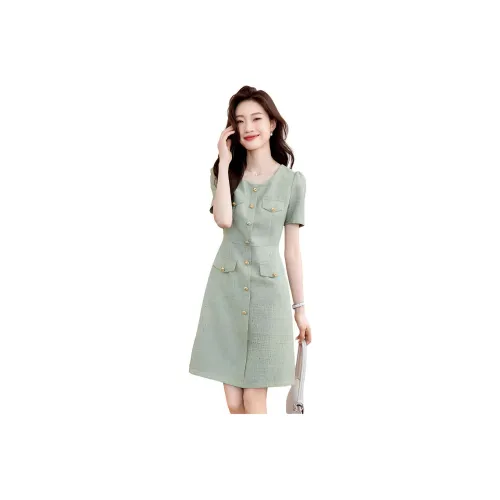 Mo Han Yi Mei Short Sleeved Dress Women's Green