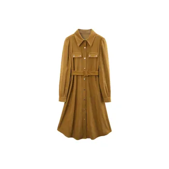 A Paradise For Awakening Long Sleeved Dresses Women's Mustard Yellow