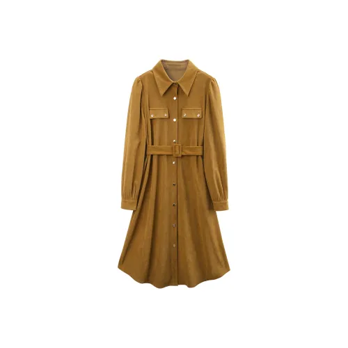 A Paradise For Awakening Long Sleeved Dresses Women's Mustard Yellow