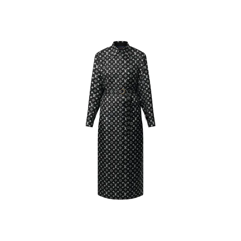 LOUIS VUITTON Monogram Silk Shirt Dress-0