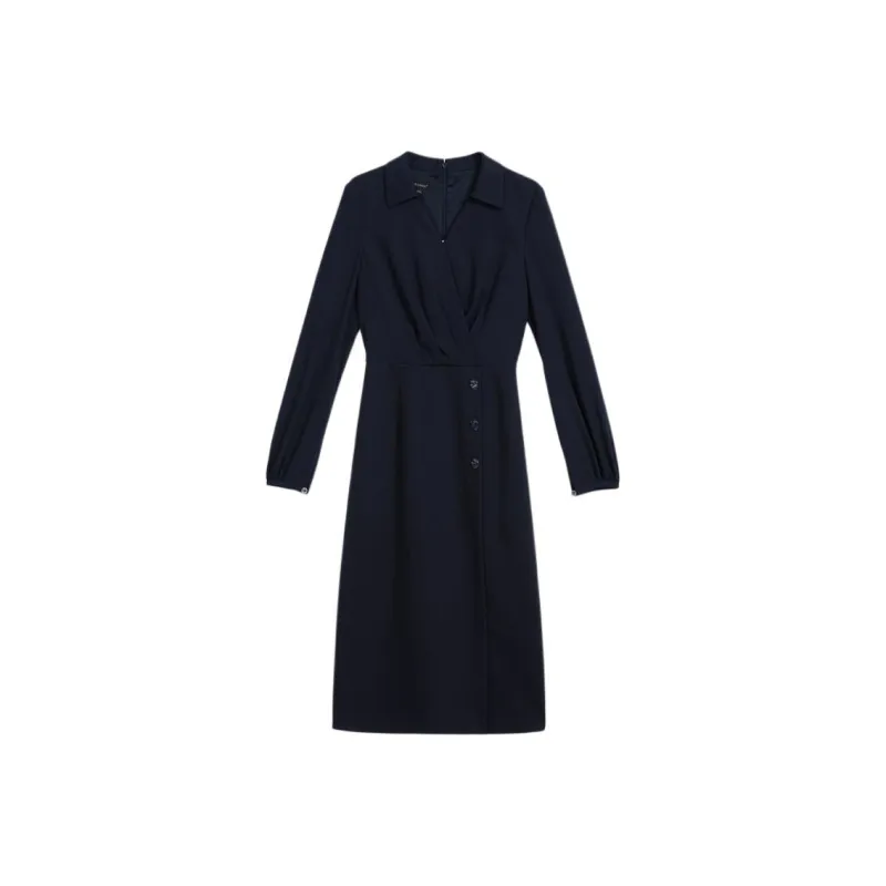 Yiner Long Sleeved Dresses Women's Navy Blue-0