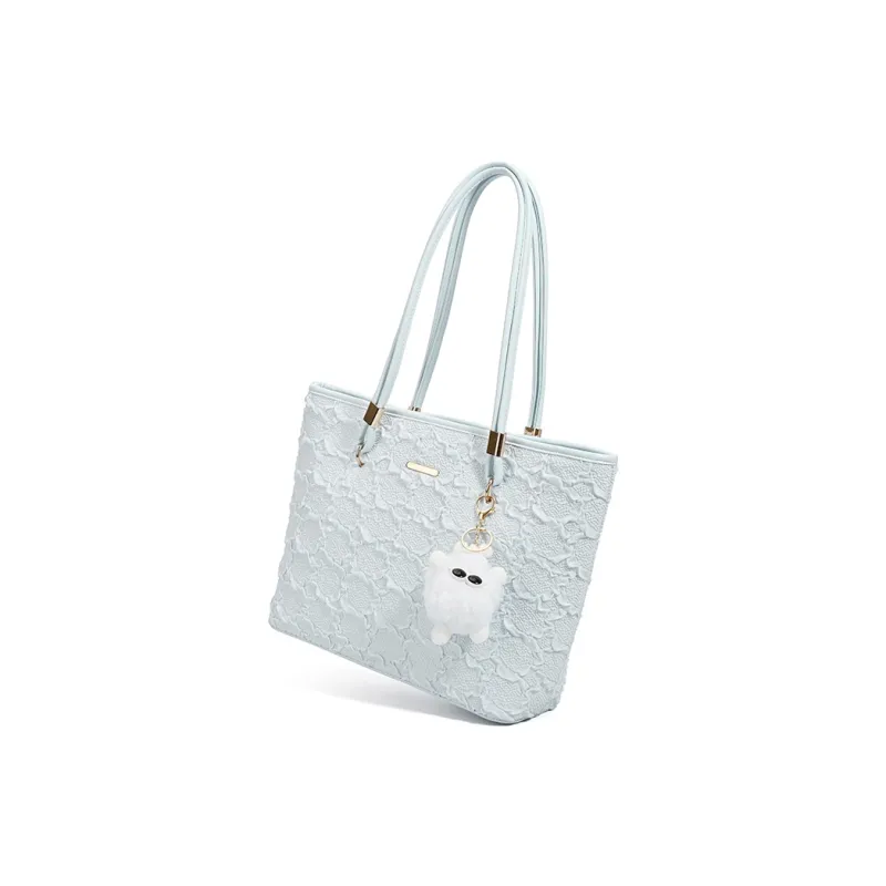 UNITE STAR PU Tote Bag, Shoulder Bag Women's Sea Salt Blue/Cherry Blossom Pink-1