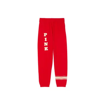 Victoria's Secret PINK Ivy Fleece Campus Sweatpants/BV Knitted Sports Pants Women's Bright Vermilion