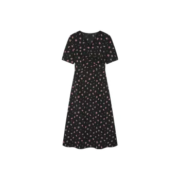 XWI Short Sleeved Dress Women's Black With Floral