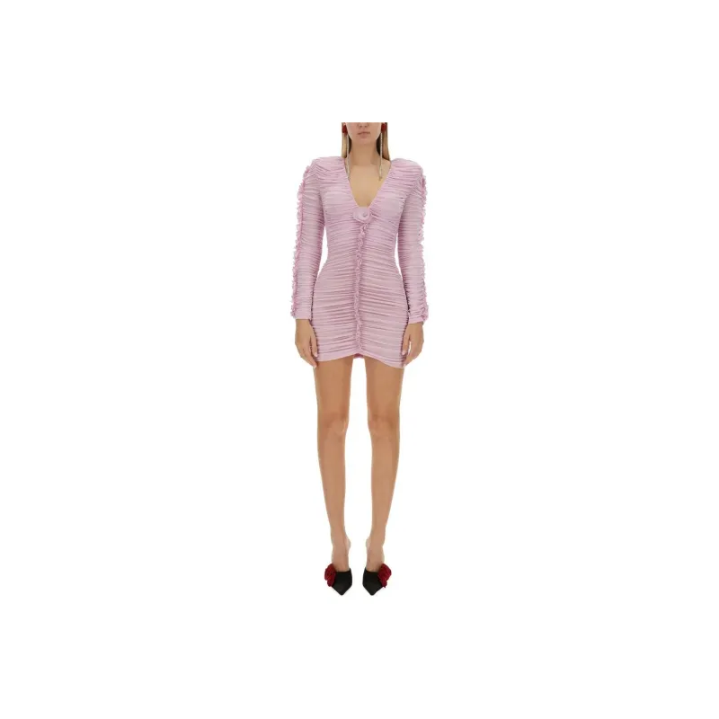 Magda Butrym Floral Applique Ruched Mini Dress-0
