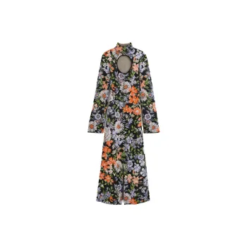 H&M Jacquard Knit Cut Out Dress Black Multicolor