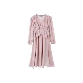 AFGGD Long Sleeved Dresses Women's Pink