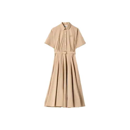 MIU MIU Short-Sleeved Raffiaes Women's Khaki