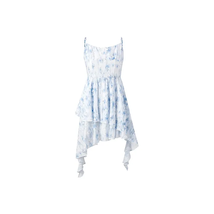 LEDIN Slip Dress Women's Blue Print-0