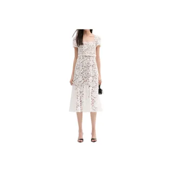 Self portrait Short Sleeved Dresses Women's Pure White