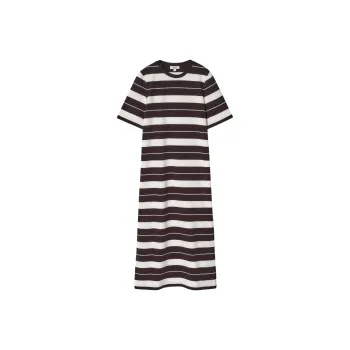 COS Short Sleeved Dress Women's Brown/White/Stripes