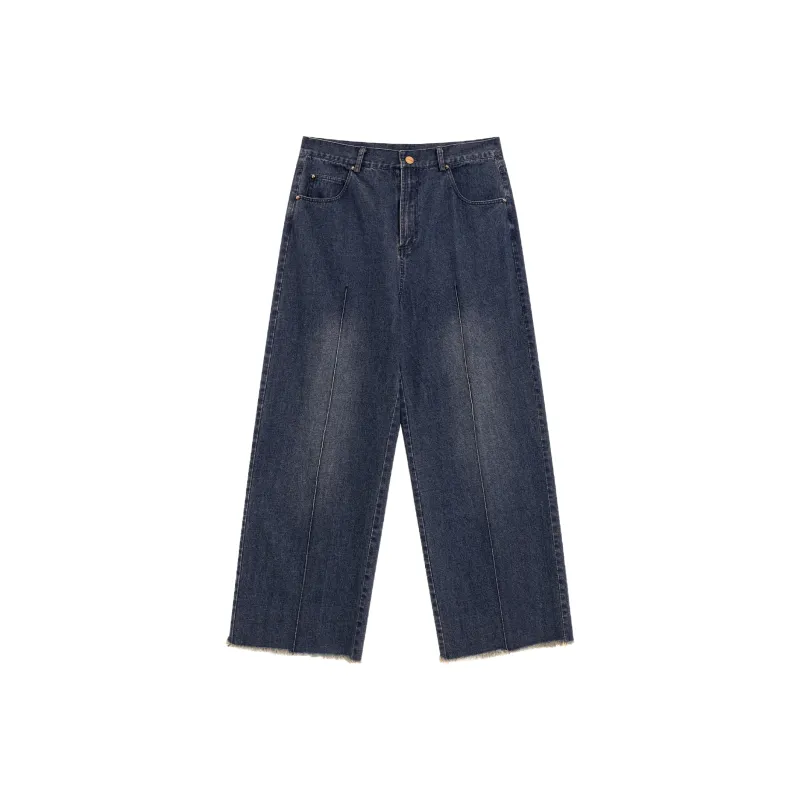 QISENYAR Jeans Unisex Washed Blue-0