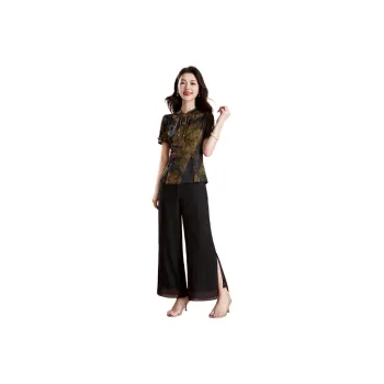 Mylan Casual Suit Women's Black Background With Yellow Flowers