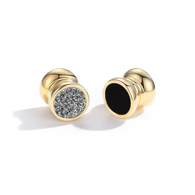 DAIRUO Rhinestone Clip On Earrings Men's-6