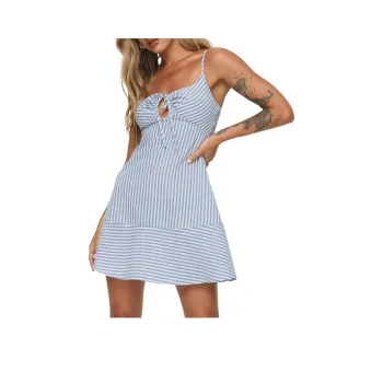 PRINCESS POLLY KEARNS MINI DRESS Slip Dresses Women's Blue Stripes
