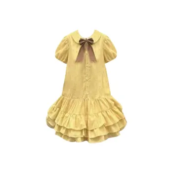 ABCMININ Short Sleeved Dress Women's Yellow