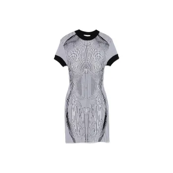 Jean Paul Gaultier The Short Morphing Pinstripes Jacquard Dress