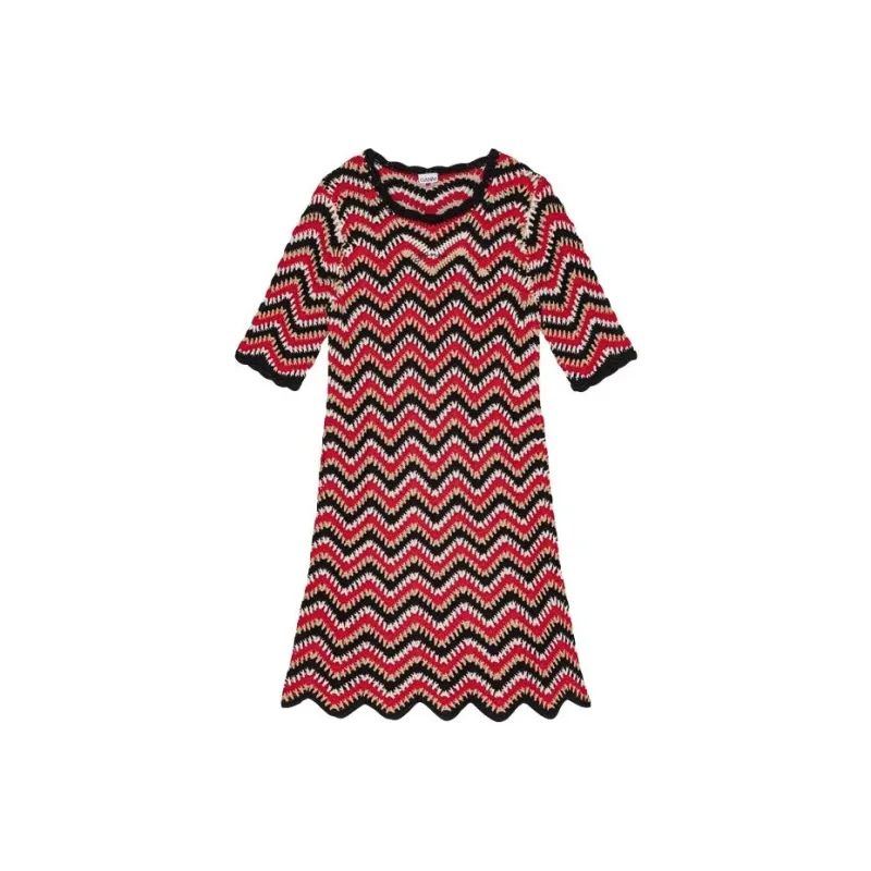 GANNI Wavey Detailed Crochet Mini Dress-0