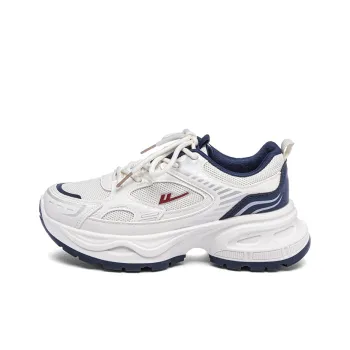 Warrior Breathable Height Increase Low Top Casual City Commute Running Shoes Unisex Beige Dark Blue