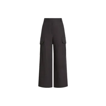 SCANLAN THEODORE Linen Cropped Cargo Cargo Pants Women's Espresso/Dark Coffee Color