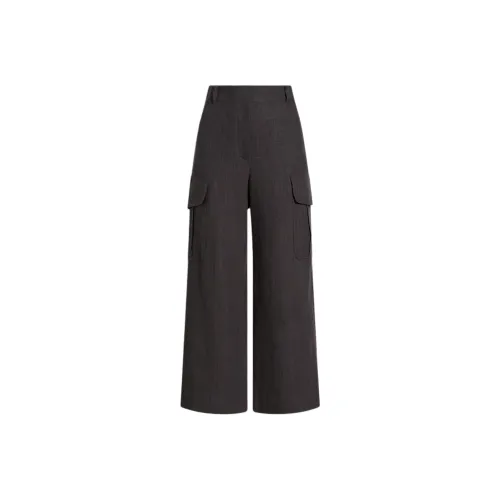 SCANLAN THEODORE Linen Cropped Cargo Cargo Pants Women's Espresso/Dark Coffee Color