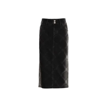 BESIONIA SS23 Denim Long Skirts Women's Black Gray Color