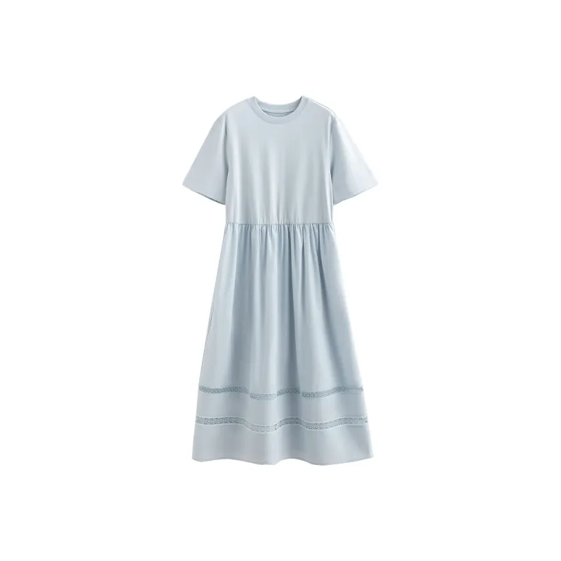 Initial Language Short Sleeved Dresses Women's-5