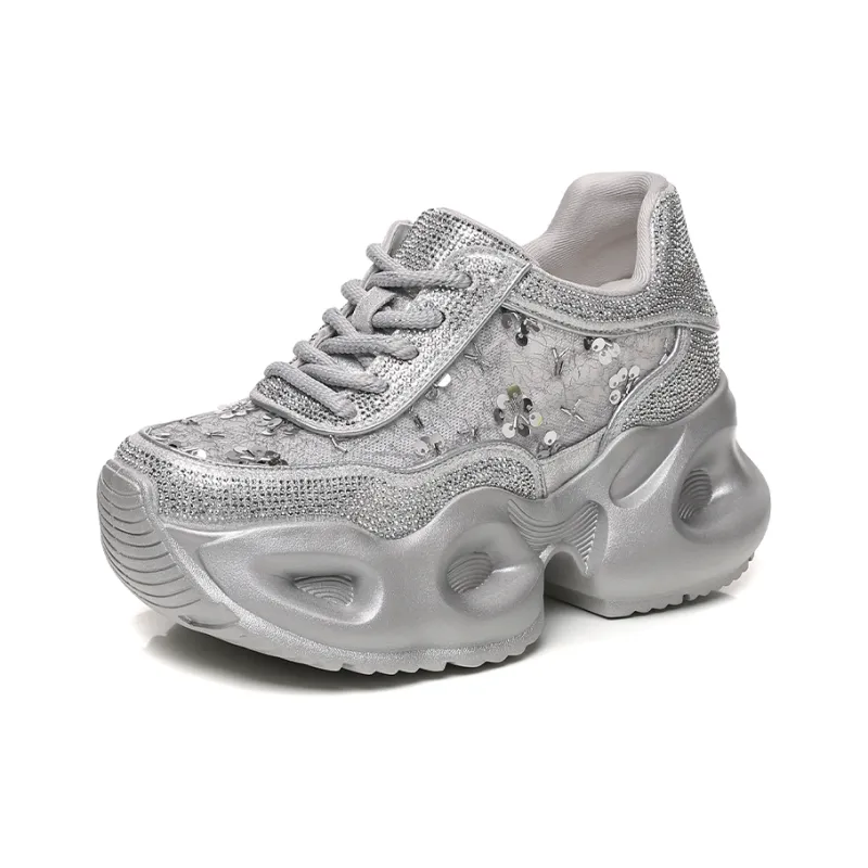 NRDROFFICIAL Cushioning Abrasion Resistant Lightweight Slip Resistant Low Top Chunky Sneakers Women's-6