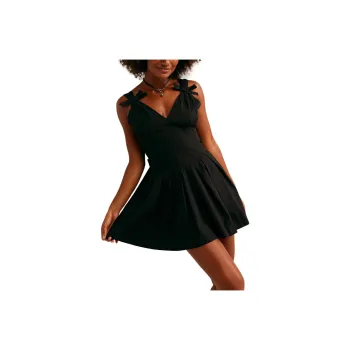 FREE PEOPLE Lennon Mini Slip Dresses Women's BLACK/Black