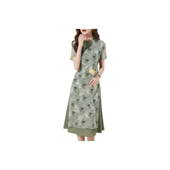 Mo Han Yi Mei Short Sleeved Dress Women's Green