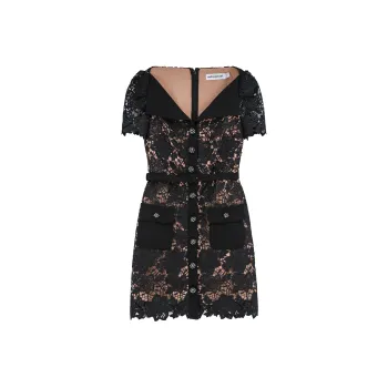 Self portrait Laced Open Neck Mini Dress