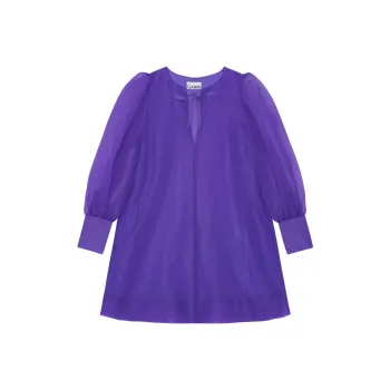 GANNI Puff sleeve Recycled polyester Minidress