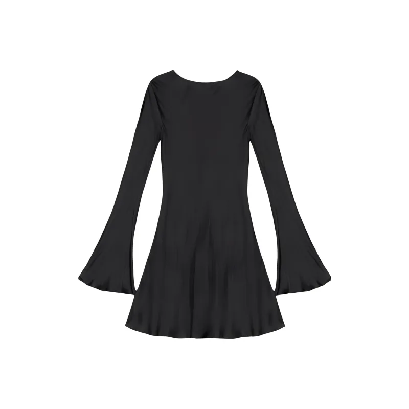 GANNI Flared-sleeve Satin Mini Dress-0