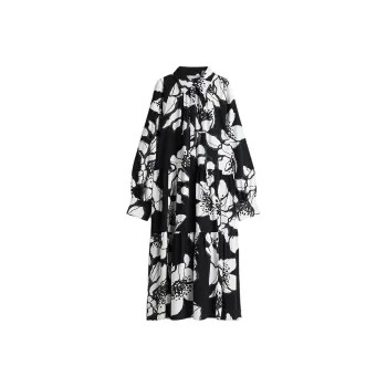 H&M Long Sleeved Dress Women's Black/White Floral