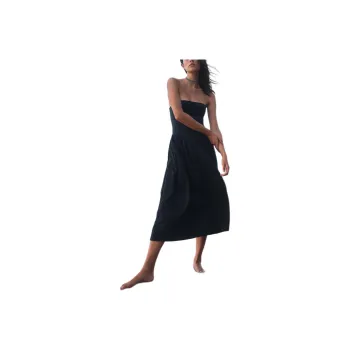 FREE PEOPLE Onda Drop-Waist Tube Midi Sleeveless Dress Women's Black