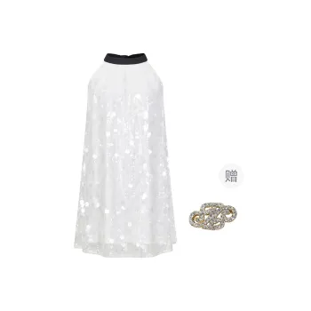 Three Quarters Sleeveless Dress Women's White