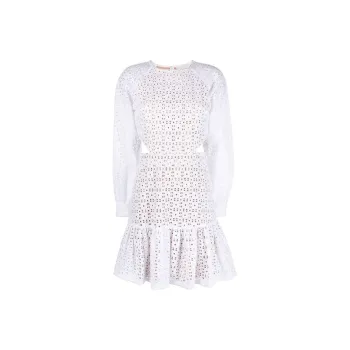 MICHAEL KORS Cotton Eyelet Cutout Mini Dress