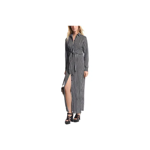 MICHAEL KORS Striped Georgette Tie-Front Shirtdress