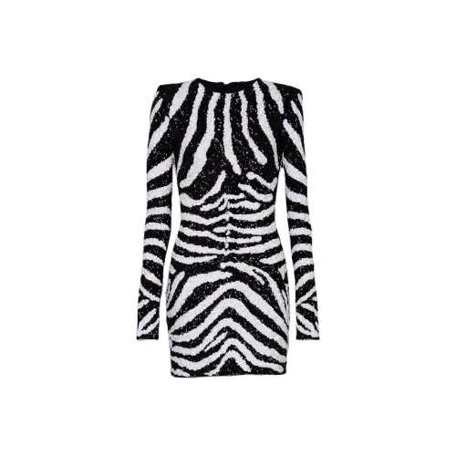 BALMAIN Short Two Tone Zebra Sequin Dress