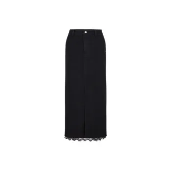 URBAN REVIVO Denim Long Skirt Women's Black