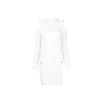 BALMAIN Long-Sleeved Dresses Women's White
