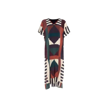 Eres Facette Printed-silk Kaftan Midi Dress