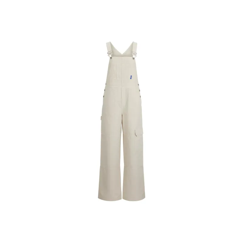 HUGO BOSS RELAXED-FIT DUNGAREES IN COTTON CANVAS Overalls Women's Beige-0