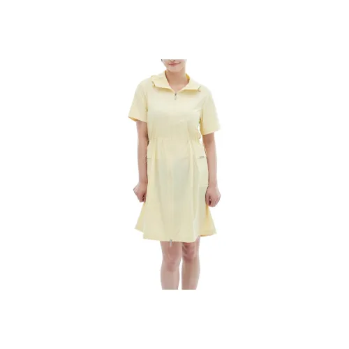 Skechers Apparel Short Sleeved Dress Women's Beige Yellow LMYL