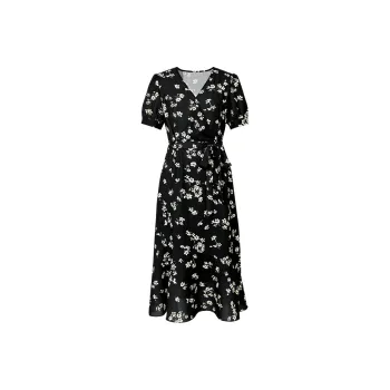 Hopeshow Short Sleeved Dress Women's Black With Floral