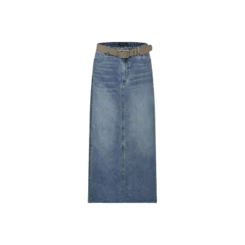 URBAN REVIVO Denim Long Skirt Women's Blue