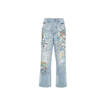 PHILIPP PLEIN Cropped Rhinestone embellished Jeans