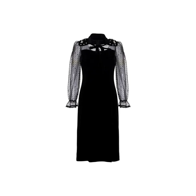BESIONIA SS22 Long Sleeved Dresses Women's Black-0